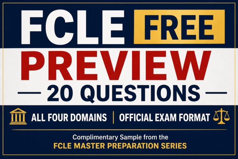 FCLE FREE PREVIEW — 20 QUESTIONS All Four Domains | Official Exam Format Complimentary Sample from the FCLE Master Preparation Series