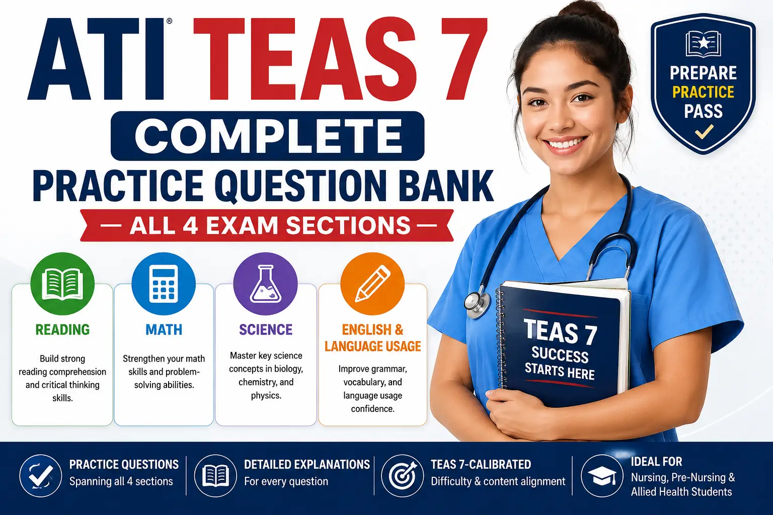 ATI TEAS 7 Complete Practice Question and Answers — All 4 Exam Sections
